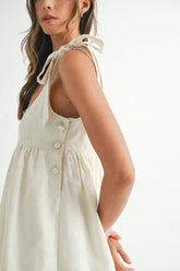 Zig Zag Embroidered Shoulder Tie Mini Dress Mable